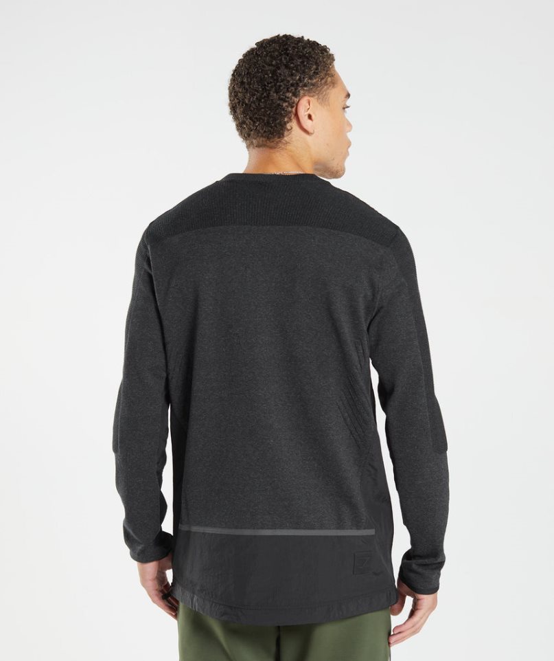 Men's Gymshark Retake Crew Sweatshirts Black | CA 6N517D